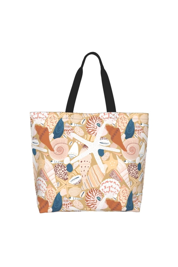Tropical Beach Sea Shell Tote Bag - Waterproof Lightweight Handbags Travel Shoulder Bag for Hiking Yoga Gym Swimming Travel Beach