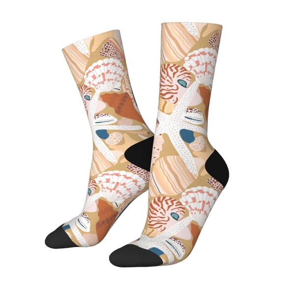 Rateoe Tropical Beach Sea Shell for Women Casual Calf Socks - Cute Crew Socks - Thin Soft Above Ankle Socks Size 5-11