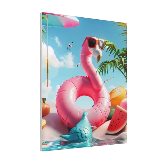 Rateoe Tropical Flamingo Pool Float Pattern Decorative Picture – Unique Modern Wall Art, Ready-to-Hang Canvas Print for Home (Vertical)