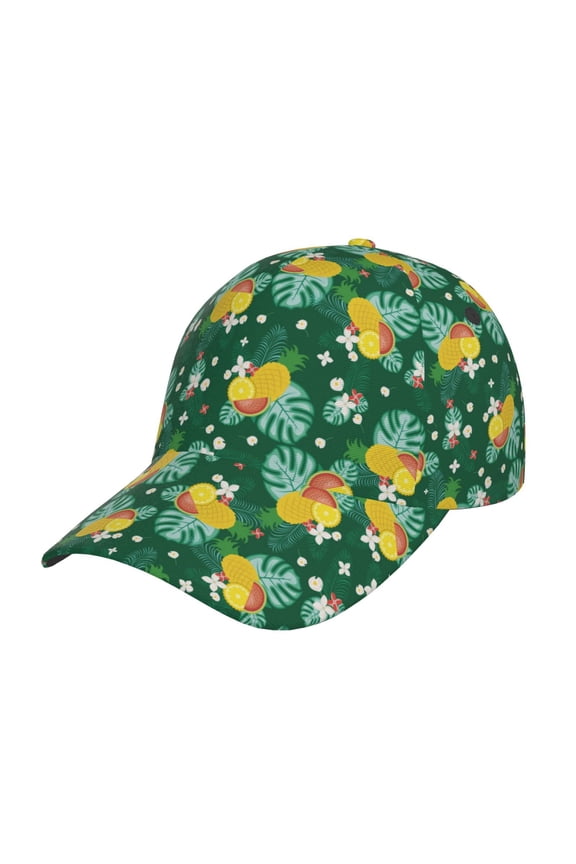 Tropical Fruit Pattern Mens Baseball Cap  Adjustable Curved Brim Hat, Soft Cotton Sports Cap for Outdoor, Casual, and Everyday Wear, Comfortable & Breathable