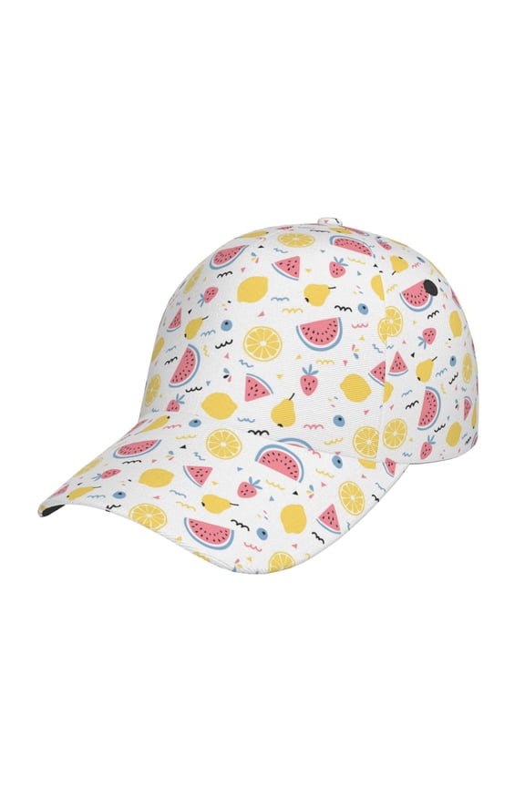 Tropical Fruit Pattern Mens Baseball Cap Adjustable Curved Brim Hat, Soft Cotton Sports Cap for Outdoor, Casual, and Everyday Wear, Comfortable & Breathable