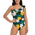 thumbnail image 1 of Rateoe Tropical Fruit Pattern Women One Piece Swimsuits Tummy Control One Shoulder Bathing Suits Ruffle Swimwear-XX-Large, 1 of 6