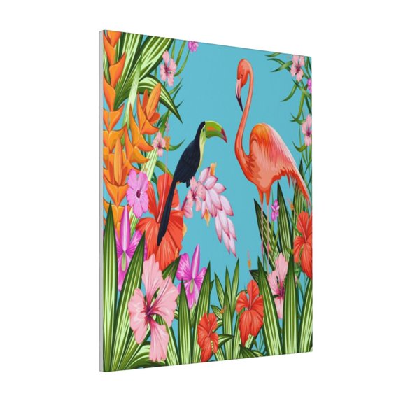 Rateoe Tropical Jungle Flamingo Pattern Decorative Picture – Unique Modern Wall Art, Ready-to-Hang Canvas Print for Home (Vertical)