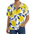 thumbnail image 1 of Rateoe Tropical Lemon Pattern Men's Short Sleeve Classic Shirt, Casual Short-Sleeved Shirt, Lightweight Summer Shirt, Cuban Collar Shirt,Button-Front Shirt-X-Large, 1 of 5