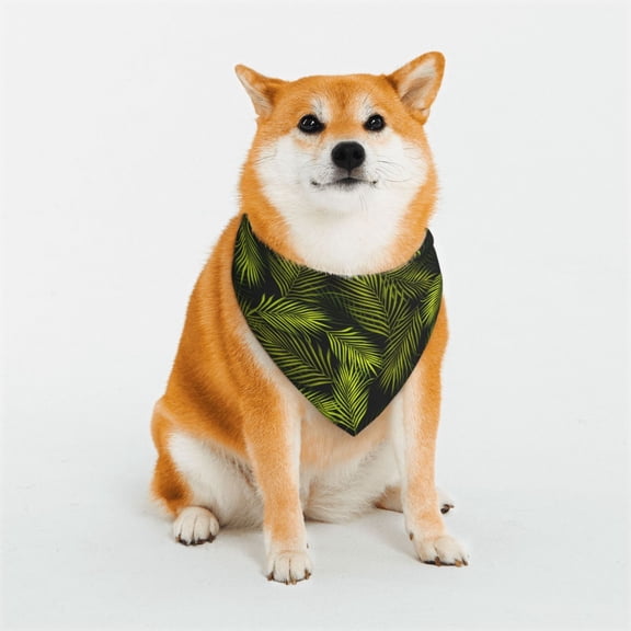 Rateoe Tropical Palm Leaves Fern Leaf Print Pet Scarf for Dogs and Cats – Stylish Reflective Design, Breathable & Durable Pet Bandana with Quick-Release Buckle-