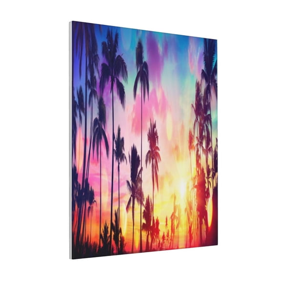 Rateoe Tropical Palm Tree at Sunset Pattern Decorative Picture – Unique Modern Wall Art, Ready-to-Hang Canvas Print for Home (Vertical)
