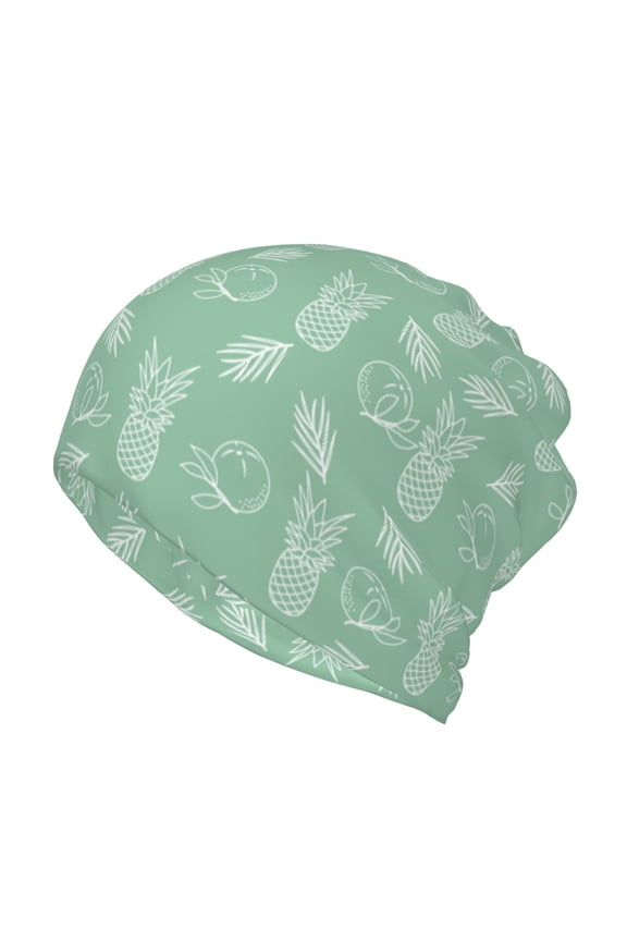 Tropical Pineapple Cotton Slouchy Beanie Hat for Men/Women,Lightweight Oversize Large Thin Skull Cap Night Sleeping Cap