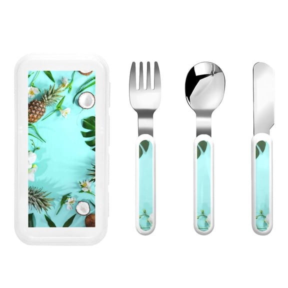 Rateoe Tropical Pineapple for Stainless Steel Kids Silverware Set - Child and Toddler Safe Flatware - Children's Knife, Fork And Spoon Set