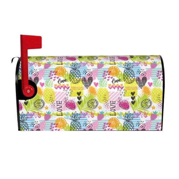 Rateoe Tropical Pineapples Printed Mailbox Covers - Easy to Install Fall, Winter, Spring, Summer Mailbox Cover - Weather and UV-Resistant Mailbox Decor - Mailbox Magnetic Covers-
