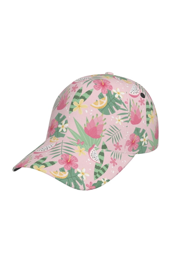 Tropical Pitaya Pattern Mens Baseball Cap  Adjustable Curved Brim Hat, Soft Cotton Sports Cap for Outdoor, Casual, and Everyday Wear, Comfortable & Breathable