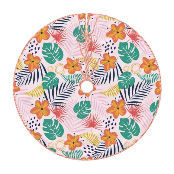Rateoe Tropical Plants Pattern Christmas Tree Skirt with Ties , Christmas Tree Decorations, Farmhouse Christmas Decor Xmas Holiday Decorations-30"