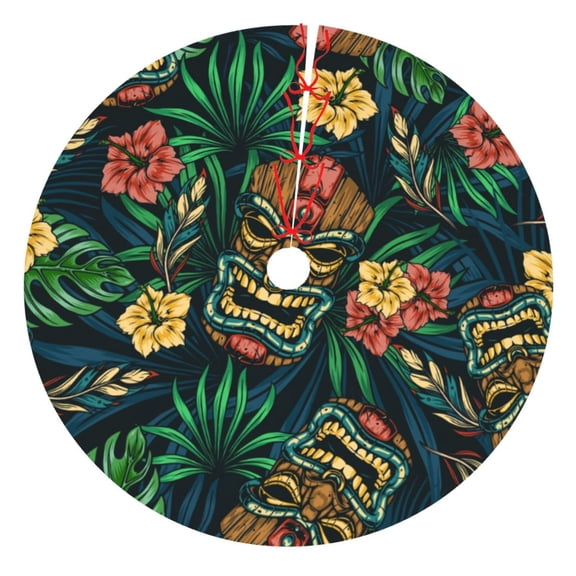 Rateoe Tropical Tribe Mask Print Christmas Tree Skirt 30" for Xmas Holiday New Year Party Circle Tree Mat Ornaments Decoration