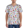 thumbnail image 1 of Rateoe Tulips Flowers Pattern Men’s Baseball Short Sleeve Polo Shirt, Midweight Men's Shirt Golf Shirt Polo Shirts Quick Dry Short-3X-Large, 1 of 7