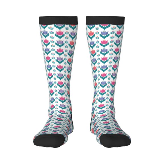 Rateoe Tulips Flowers Pattern Women’s Knee High Crew Socks,Trouser Socks Comfortable, Breathable, Moisture-Wicking and Soft