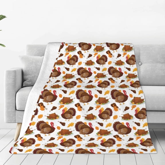 Rateoe Turkey And Thanksgiving3 Print Fuzzy Fleece Throw Blanket Extra Large,Super Soft,Fluffy and Warm Blankets for Couch,Bed,All Season Use (40"x30")