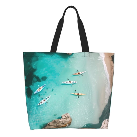 Rateoe Turquoise Beach Kayaking Tote Bag - Waterproof Lightweight Handbags Travel Shoulder Bag for Hiking Yoga Gym Swimming Travel Beach