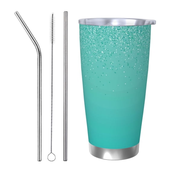 Rateoe Turquoise Glitter Printed Car Guy Gifts for Men Women Tumbler - 20oz/590ml Double Wall Vacuum Insulated Stainless Steel Travel Tumbler Cups with Lid & Straw-Straw Three-piece Set
