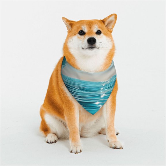 Rateoe Turquoise Ocean Reflection Print Pet Scarf for Dogs and Cats – Stylish Reflective Design, Breathable & Durable Pet Bandana with Quick-Release Buckle-Large