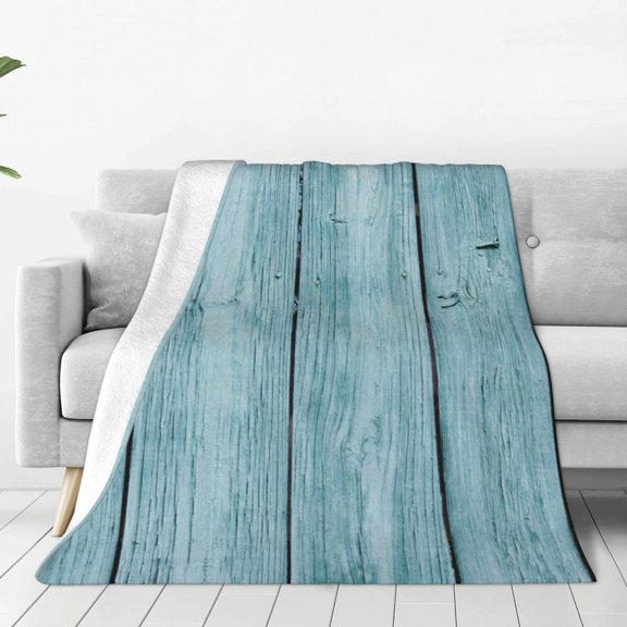 Rateoe Turquoise Wooden1 Print Fuzzy Fleece Throw Blanket Extra Large,Super Soft,Fluffy and Warm Blankets for Couch,Bed,All Season Use (50"x40")