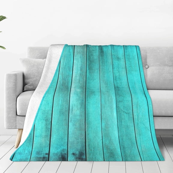 Rateoe Turquoise Wooden2 Print Fuzzy Fleece Throw Blanket Extra Large,Super Soft,Fluffy and Warm Blankets for Couch,Bed,All Season Use (60"x50")