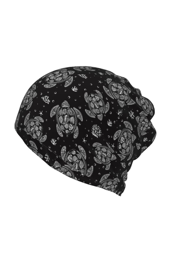 Turtle Cotton Slouchy Beanie Hat for Men/Women,Lightweight Oversize Large Thin Skull Cap Night Sleeping Cap