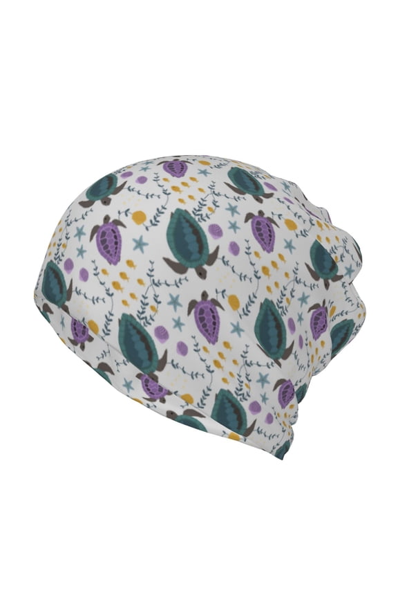 Turtle Cotton Slouchy Beanie Hat for Men/Women,Lightweight Oversize Large Thin Skull Cap Night Sleeping Cap