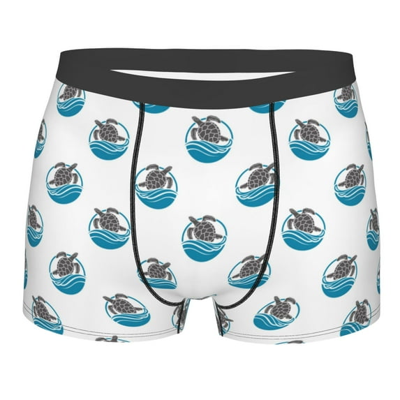 Rateoe Turtle Mens Boxer Briefs Poly Spandex Performance Boxer Briefs Underwear Hem Boxer Briefs - Small
