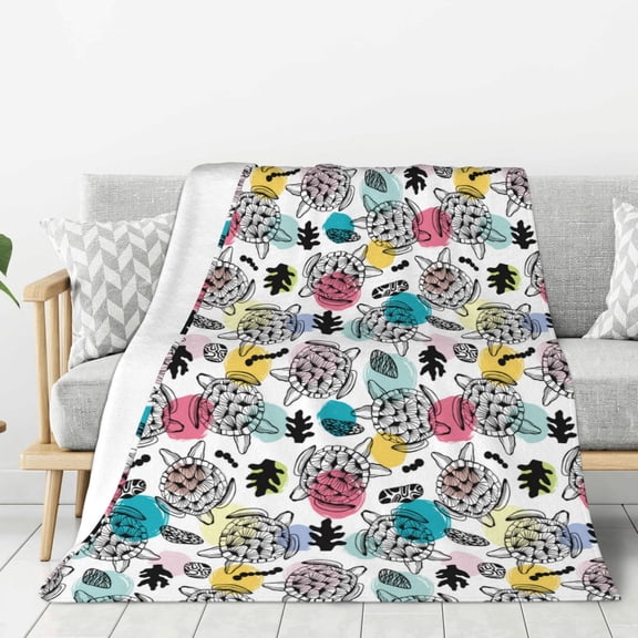 Rateoe Turtle Pattern Flannel Throw Blanket, Ultra-soft Blanket for Bed, Couch, Car, Hypoallergenic Anti-pilling blanket-40"x30"(Vertical)