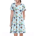 thumbnail image 1 of Rateoe Turtle Pattern Women’s Short Sleeve Dress – Casual Elegant Summer A-Line Dress for Everyday Wear, 1 of 6