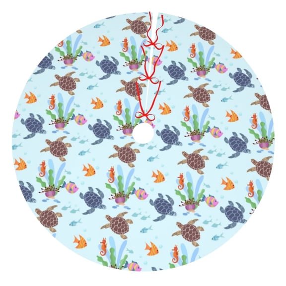 Rateoe Turtle Print Christmas Tree Skirt 30" for Xmas Holiday New Year Party Circle Tree Mat Ornaments Decoration