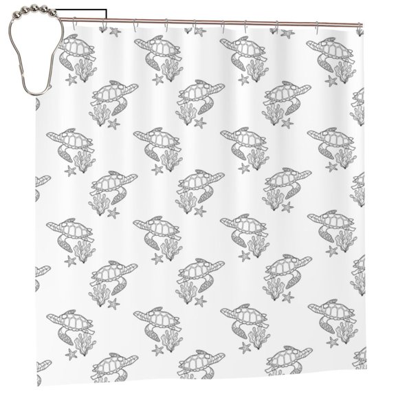 Rateoe Turtle Shower Curtain - Fancy Bathroom Shower Curtain Sets - Waterproof Shower Curtain with Hooks with 12 Plastic Hooks 72x72 Inches