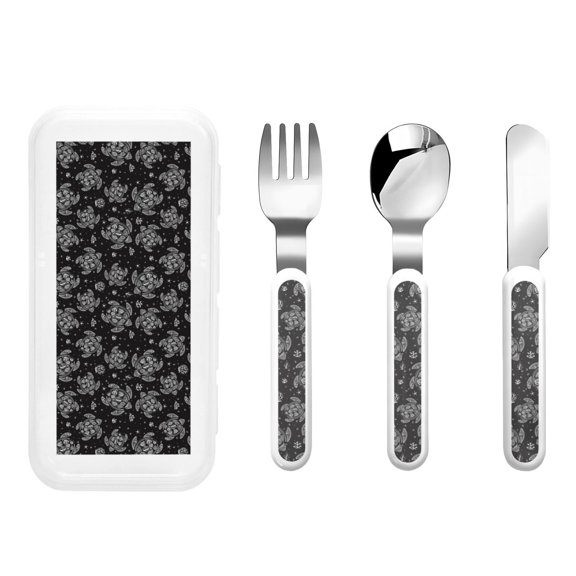 Rateoe Turtle for Stainless Steel Kids Silverware Set - Child and Toddler Safe Flatware - Children's Knife, Fork And Spoon Set