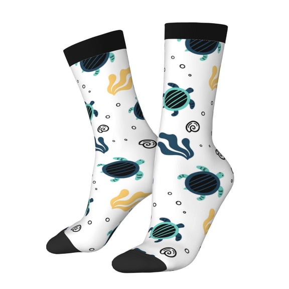 Rateoe Turtles And Corals for Women Casual Calf Socks - Cute Crew Socks - Thin Soft Above Ankle Socks Size 5-11