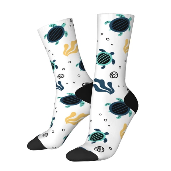 Rateoe Turtles And Corals for Women Casual Calf Socks - Cute Crew Socks - Thin Soft Above Ankle Socks Size 5-11