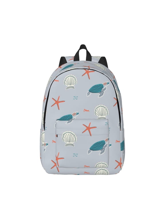 Turtles And Shells Pattern Canvas College Laptop Backpack,Travel Daypack,Durable Rucksack Travel Notebook Bag School Backpack Book Bag for Men Women-Small