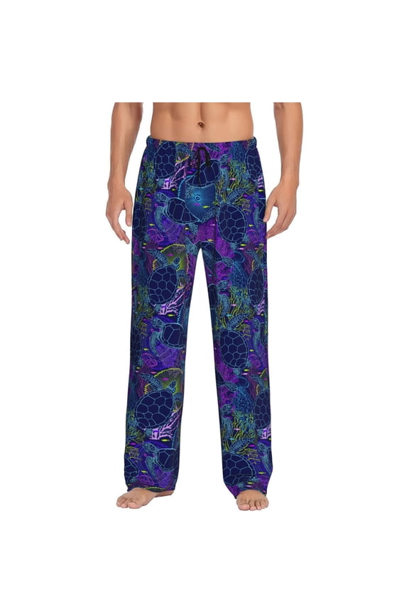 Turtles Pattern Men’s Ultra-Soft Comfy Pajama Lounge Pants Sleepwear,Comfortable Lounge Wear,lightweight Pajamas, Casual Home Wear-Medium