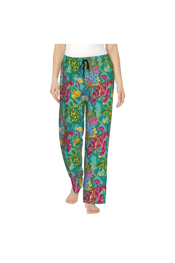 Turtles Pattern Women’s Ultra-Soft Comfy Pajama Lounge Pants Sleepwear,Comfortable Lounge Wear,lightweight Pajamas, Casual Home Wear-Small