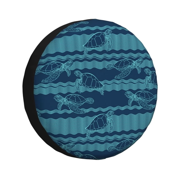 Rateoe Turtles and Waves Pattern Tire Cover Wheel Protectors Weatherproof Wheel Covers Universal Fit for Trailer Rv SUV Truck Camper Travel Trailers Accessories-17 inch