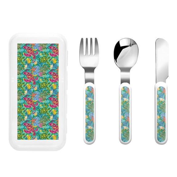 Rateoe Turtles for Stainless Steel Kids Silverware Set - Child and Toddler Safe Flatware - Children's Knife, Fork And Spoon Set