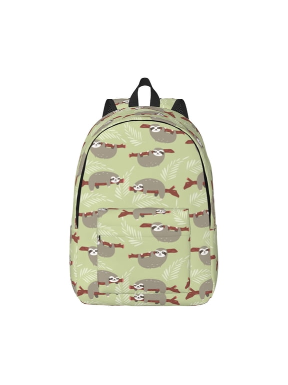 Twig Sloth Pattern Canvas College Laptop Backpack,Travel Daypack,Durable Rucksack Travel Notebook Bag School Backpack Book Bag for Men Women-Medium