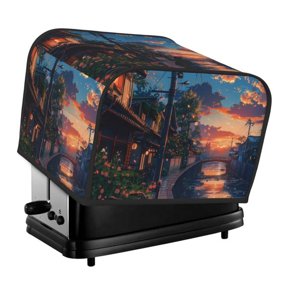Rateoe Twilight Canal Reflection Pattern Toaster Covers 4 Slice Wide Slot,Bread Machine Cover,Bread Dust Cover & Fingerprint Protection,Appliance Covers