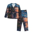 thumbnail image 1 of Rateoe Twilight Canal Reflection Pattern Womens Pajamas Set Long Sleeve Sleepwear Button Down Nightwear Soft Cotton Pj Lounge Sets-Medium, 1 of 7