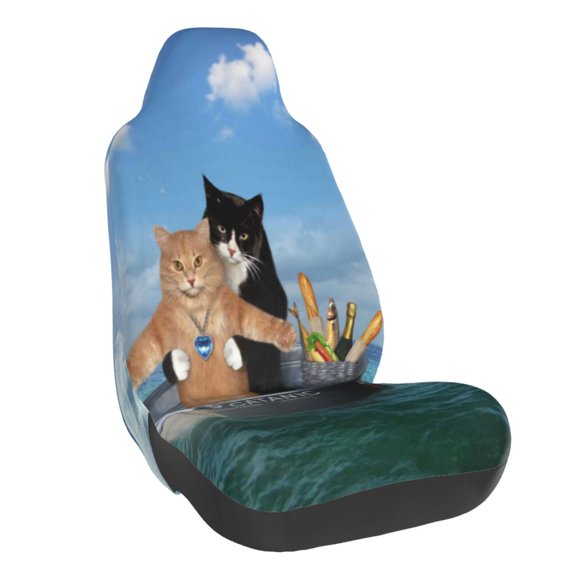 Rateoe Two Brave Cats Are Floating On The Sea Iceberg Print Car Seat Cover,Elastic Car Seat Protector,Washable Durable Automotive Seat Cover Car Interior Accessories