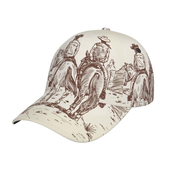 Rateoe Two Cowboys Riding Horses In The Desert Pattern Mens Baseball Cap Adjustable Curved Brim Hat, Soft Cotton Sports Cap for Outdoor, Casual, and Everyday Wear, Comfortable & Breathable