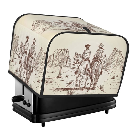 Rateoe Two Cowboys Riding Horses In The Desert Pattern Toaster Covers 4 Slice Wide Slot,Bread Machine Cover,Bread Dust Cover & Fingerprint Protection,Appliance Covers