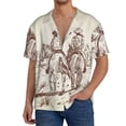 thumbnail image 1 of Rateoe Two Cowboys Riding Horses In The Desert Pattern Men's Short Sleeve Classic Shirt, Casual Short-Sleeved Shirt, Lightweight Summer Shirt, Cuban Collar Shirt,Button-Front Shirt-XX-Large, 1 of 5