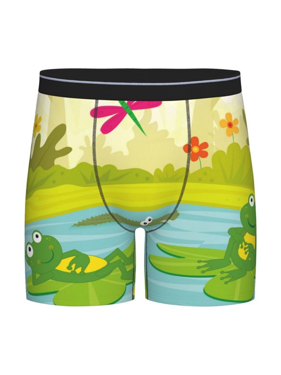 Two Frogs Are Sitting On Water Lilies Print Men’s Underwear Boxer Briefs Soft Comfortable Underwear Boxer Briefs, Long Leg Briefs,Anti-chafing Boxer Briefs
