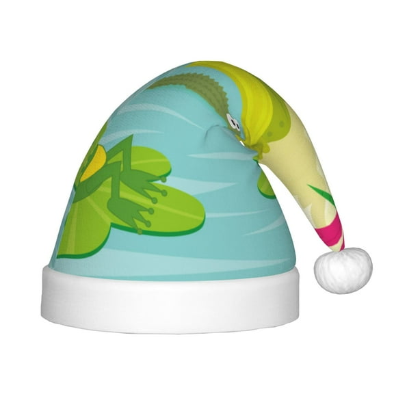 Rateoe Two Frogs Are Sitting On Water Lilies Santa Hat Confortable Christmas Hat for Christmas Party Favors Fit for Kids