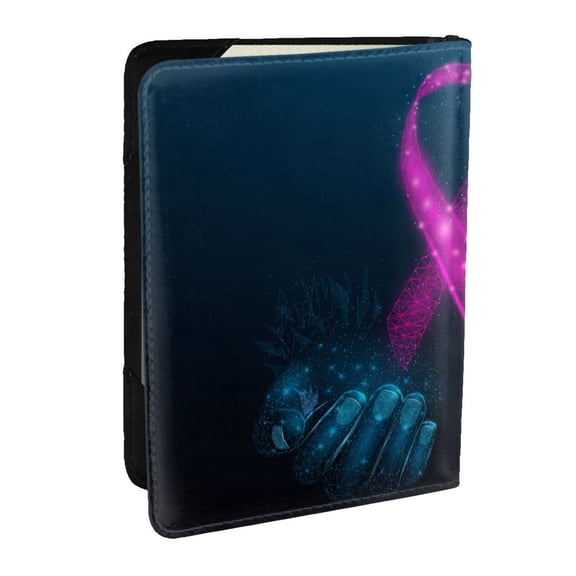 Rateoe Two Human Hands are Holds Ribbon Awareness Pattern Passport Holder Wallet Leather Mulit-purpose Travel Wallet Credit Cards Case ,Passport Cover for Women Men-6.5 in