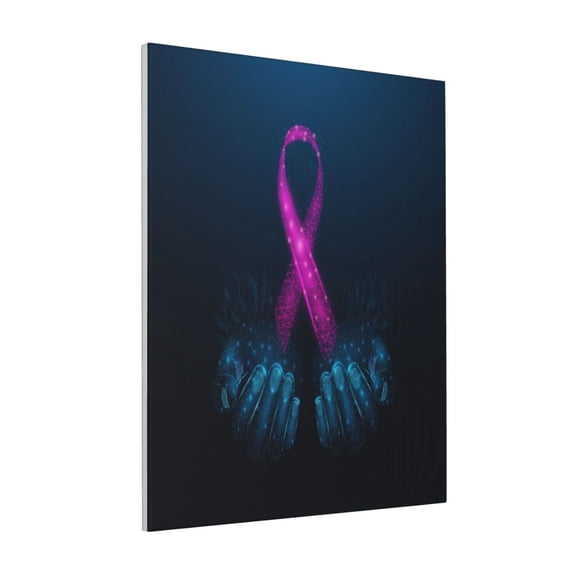 Rateoe Two Human Hands are Holds Ribbon Awareness Pattern Decorative Picture – Unique Modern Wall Art, Ready-to-Hang Canvas Print for Home (Vertical)
